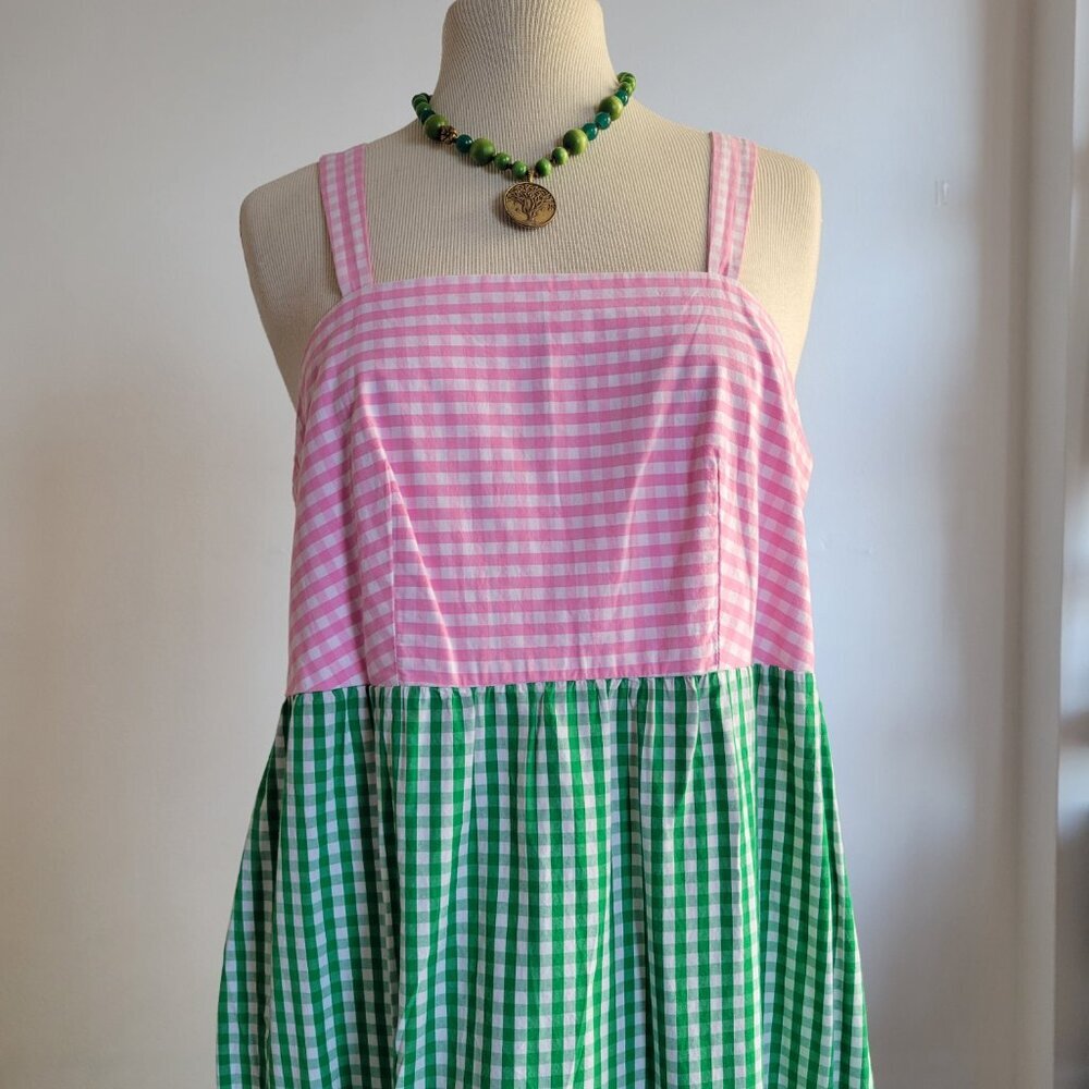 NWT- Crown & Ivy Gingham Color Block Tiered Maxi Smocked Back Dress (S: M) - Picture 14 of 15